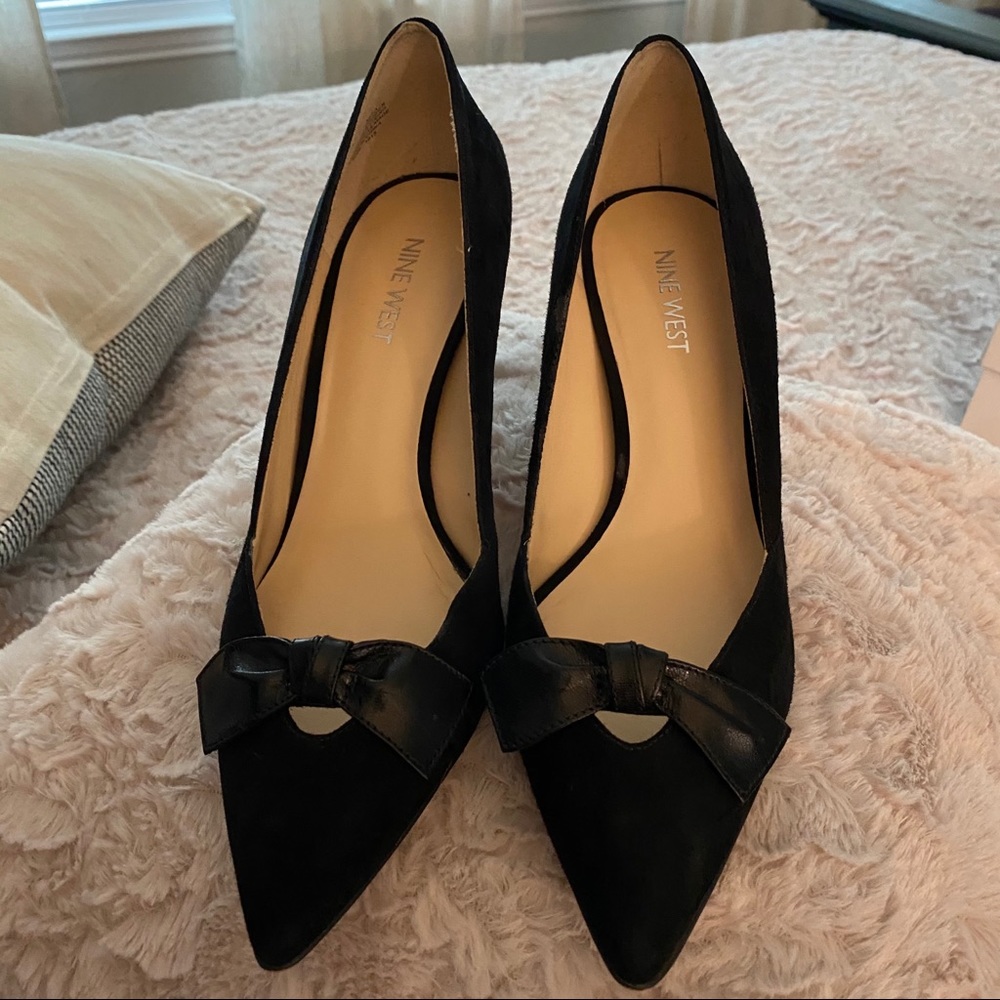 Nine West Black Suede Heels, sz: 7.5